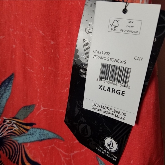 Volcom Hawaiian Verano Dress Shirt XLarge/14 Youth - Picture 5 of 7